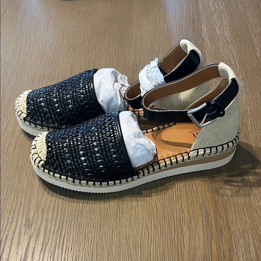 a.n.a. Black and Cream Woven Espadrilles - Picture 2 of 3